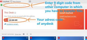How to transfer file using anydesk from laptop to laptop
